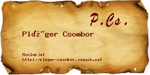 Pláger Csombor névjegykártya